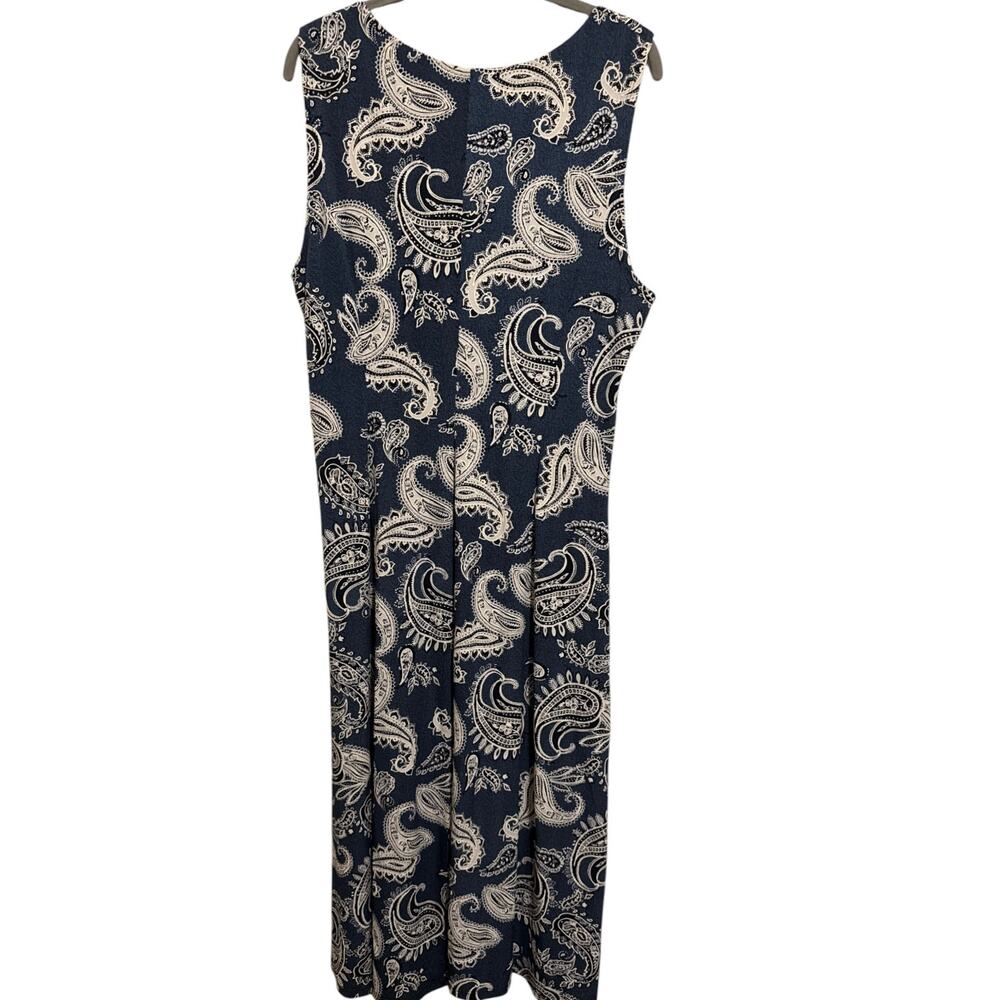 Sandra Darren Womens Midi Dress‎ Size XL Blue Twist Front Sleeveless Work Office - Picture 2 of 11